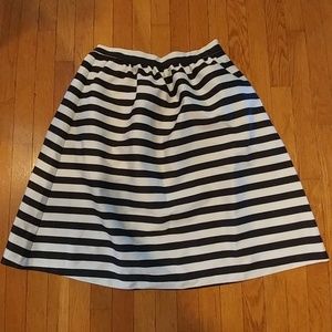Black and white striped midi skirt